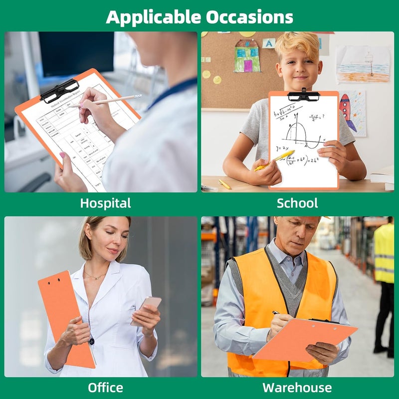 FRETONBA Orange Clipboard with Pen Holder, 2 Pack Plastic Clipboard with Low Profile Metal Clip, Hanging Clipboards Holds 8.5x11 Inch Papers, Standard A4 Letter Size Clip Board for Office & School - Image 5
